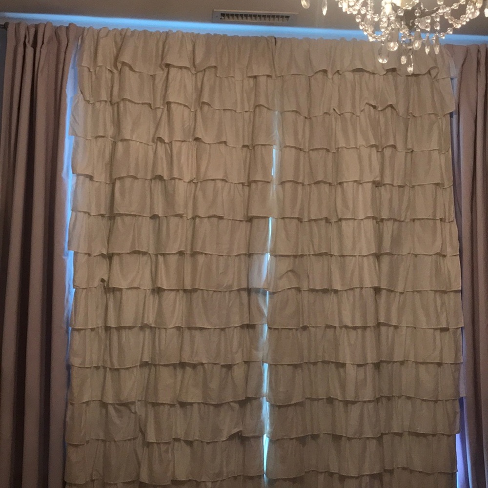 Pottery Barn Kids White Ruffle blackout curtain